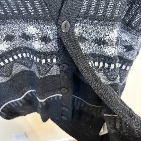 Vintage CANDA Nordic Pattern Cardigan Sweater Grey Geometric Large Wool Blend - Picture 8 of 8
